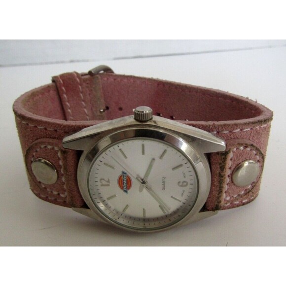 Dickies Quartz Watch Vintage Pink Suede Leather Band With Box Papers Tag Womens - Picture 6 of 8